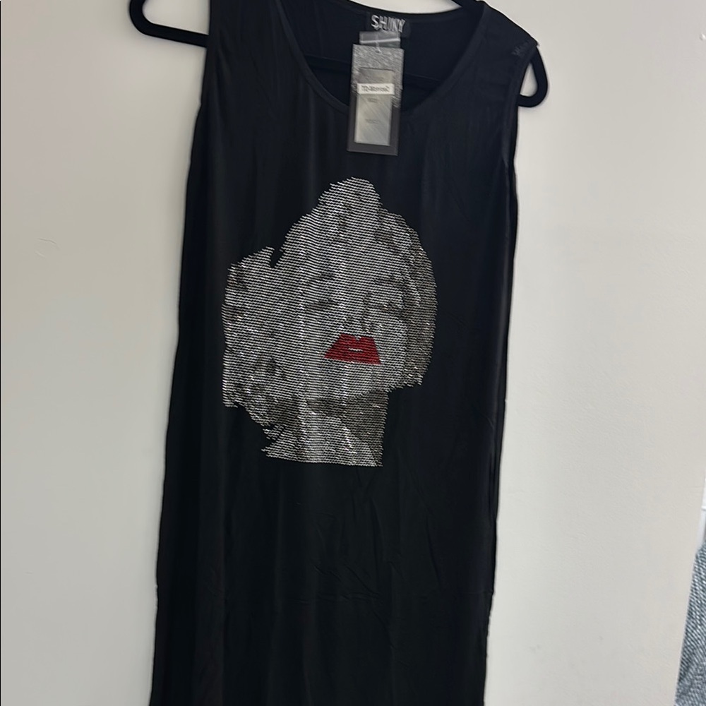 Black Sleeveless Top with Graphic Design